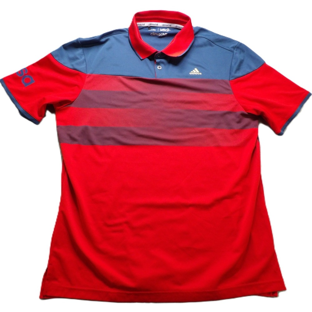 2016 Rio Olympics Adidas USA Golf Climachill Men M Red Blue Colorblock Team Polo